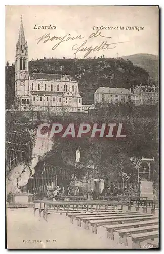 Cartes postales Lourdes La Grotte et la Basilique