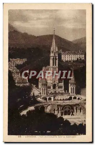 Cartes postales Lourdes Vue plongeante sur la Basilique