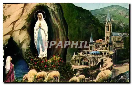 Cartes postales Lourdes La Basilique et l'Apparition