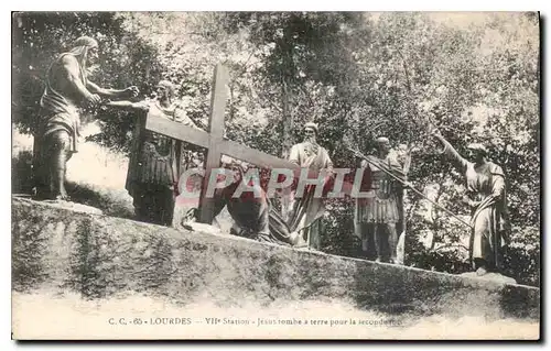 Cartes postales Lourdes VII Station Jesus tombe a terre
