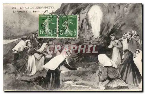 Cartes postales La Vie de Bernadette Le Miracle de la Source