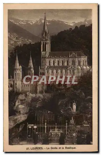 Cartes postales Lourdes La Grotte et la Basilique