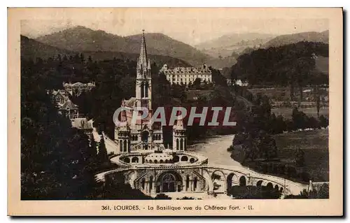 Cartes postales Lourdes La Basilique vue du Chateau Fort
