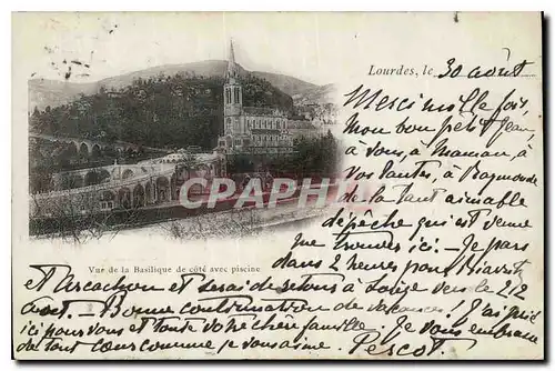 Ansichtskarte AK Lourdes Vue de la Basilique de cote avec Piscine Carte 1900