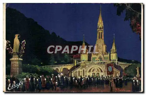 Ansichtskarte AK Lourdes La procession aux flambeaux