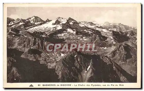 Cartes postales Bagneres de Bigorre La Chaine des Pyrenees vue du Pic du Midi