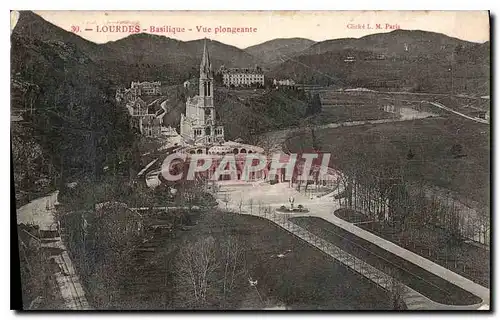 Cartes postales Lourdes Basilique Vue plongeante