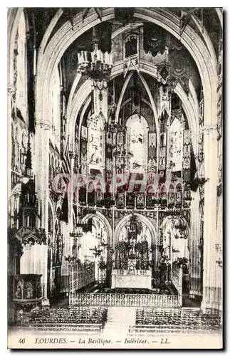 Cartes postales Lourdes La Basilique Interieur