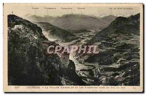 Ansichtskarte AK Lourdes La Vallee d'Argeles et les Pyrenees vues du Pic du Jer