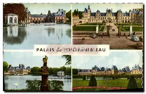 Ansichtskarte AK Palais de Fontainebleau Le Chateau et le Pavillon de l'Etang des Carpes La Grille d'Honneur et l