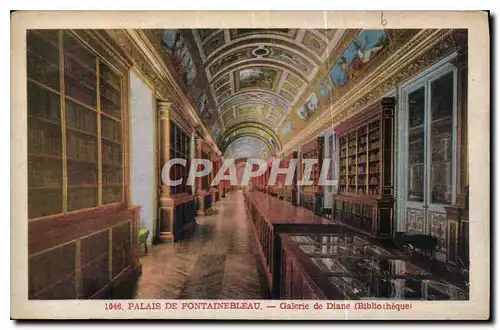 Cartes postales Palais de Fontainebleau Galerie de Diane Bibliotheque