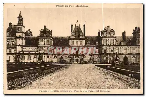 Cartes postales Palais de Fontainebleau facade et entree principale