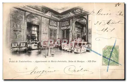 Cartes postales Palais de Fontainebleau Appartements de Marie Antoinette Salon de Musique