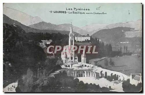 Cartes postales Les Pyrenees Lourdes La Basilique vue du Chateau Fort