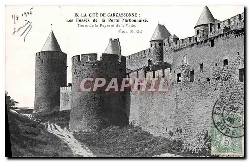 Ansichtskarte AK La Cite de Carcassonne Les Fosses de la Porte Narbonnaise Tours de la Peyre et de la Vade