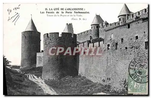 Cartes postales La Cite de Carcassonne Les Fosses de la Porte Narbonnaise Tours de la Peyre et de la Vade