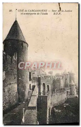 Cartes postales Cite de Carcassonne Tour de la Justice et avant-porte de l'Aude