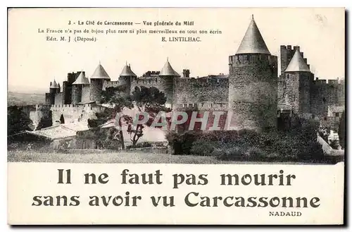 Cartes postales La Cite de Carcassonne vue generale du Midi