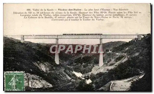 Cartes postales Vallee de la Sioule Viaduc des Fades le plus haut d'Europe vue generale Train