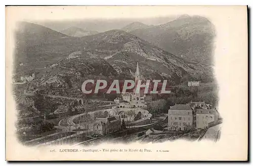 Cartes postales Lourdes Basilique vue prise de la Route de Pau