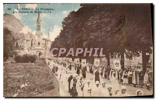 Cartes postales Lourdes la Procession les Enfants de Marie