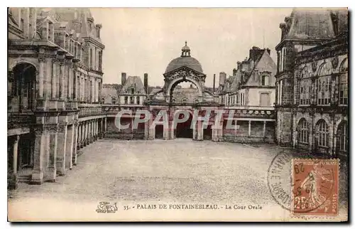 Ansichtskarte AK Palais de Fontainebleau La Cour Ovale