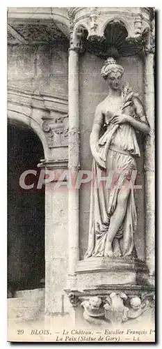 Cartes postales Blois le Chateau Escalier Francois Ier la Paix Statue de Gory