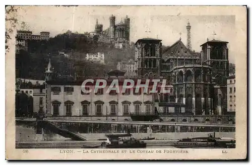 Cartes postales Lyon la Cathedrale et le Coteau de Fourvriere