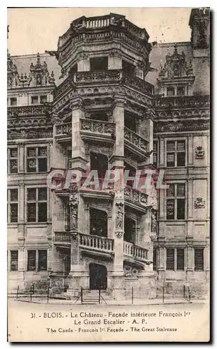 Cartes postales Blois le Chateau Facade interieure Francois Ier le Grand Escalier