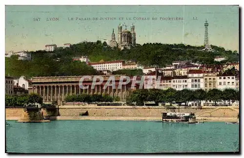 Cartes postales Lyon le Palais de Justice et le Coteau de Fourvriere