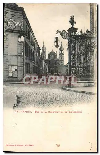 Cartes postales Nancy rue de la Constitution et cathedrale