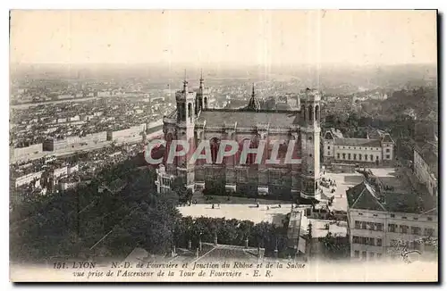 Ansichtskarte AK Lyon N D de Fourviere et Jonction du Rhone et de la Saone vue prise de l'Ascenseur de la Tour de