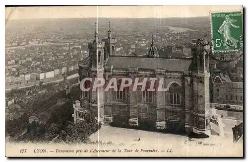 Cartes postales Lyon panorama pris de l'Ascenseur de la Tour de Fourviere