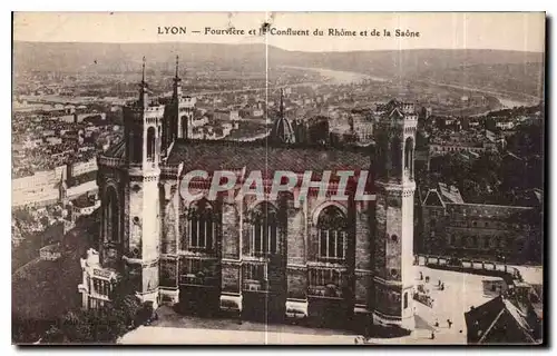 Cartes postales Lyon Fourviere et le Confluent du Rhome et de la Saone