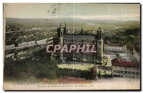 Cartes postales Lyon N D de Fourviere vue prise de l'Ascenseur de la Tour de Fourviere