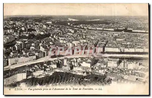 Cartes postales Lyon vue generale prise de l'Ascenseur de la Tour de Fourviere