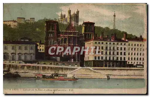 Cartes postales Lyon Cathedrale St Jean et coteau de Fourviere