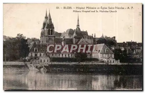 Cartes postales Blois Hopital Militaire et Eglise Saint Nicolas