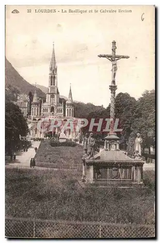 Cartes postales Lourdes La Basilique et le Calvaire Breton