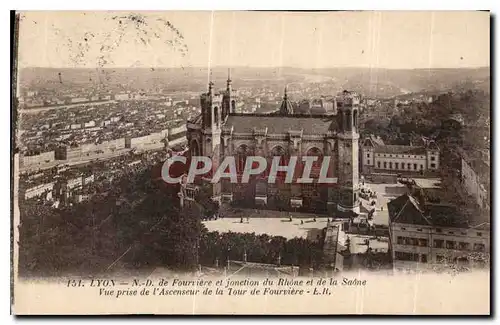 Ansichtskarte AK Lyon N D de Fourviere et jonction du Rhone et de la Saone Vue prise de l'Ascenseur de la Tour de