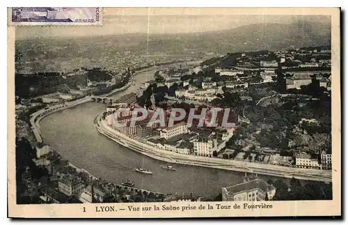 Cartes postales Lyon Vue sur la Saone prise de la Tour de Fourviere