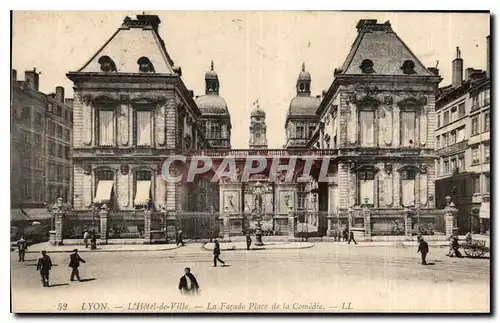 Cartes postales Lyon l'Hotel de ville la facade place de la Comedie