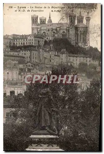Cartes postales Lyon la Statue de la Republique Place Carnot et N D de Fourviere