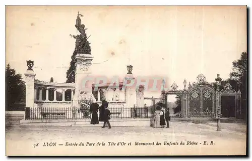 Ansichtskarte AK Lyon Entree du Parc de la Tete d'Or et Monument des Enfants du Rhone