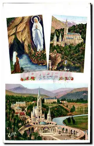 Cartes postales Lourdes L'Apparation et la Basilique