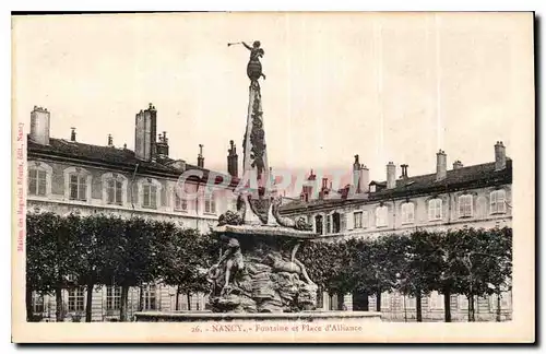 Cartes postales Nancy fontaine et Place d'Alliance