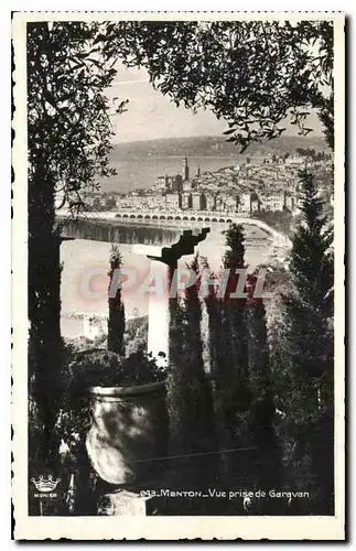 Cartes postales Menton vue prise de Garavan