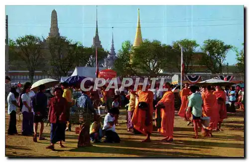 Cartes postales New Year's festival in Royal ground Snam Luang to give food alrus to bonzes