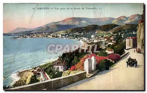 Cartes postales Menton vue prise de la Route de Vintimille