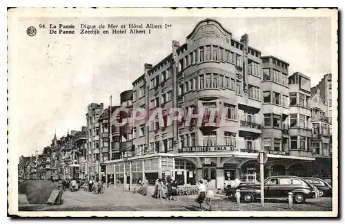 Cartes postales La Panne Digue de Mer et Hotel Albert 1er Automobile